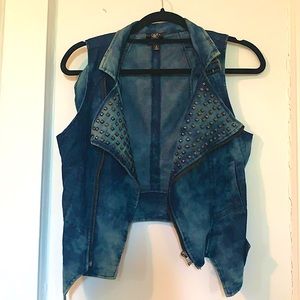 Stylish studded jeans vest